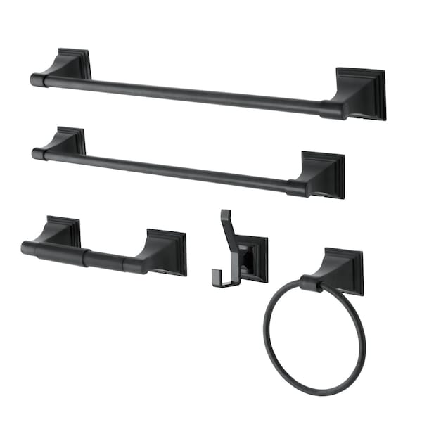 Monarch 5-Piece Bathroom Accessory Set, Black